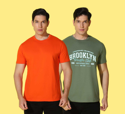 WOOSTRO Printed, Solid Men Round Neck Multicolor T-Shirt