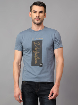 CANTABIL Printed Men Round Neck Grey T-Shirt
