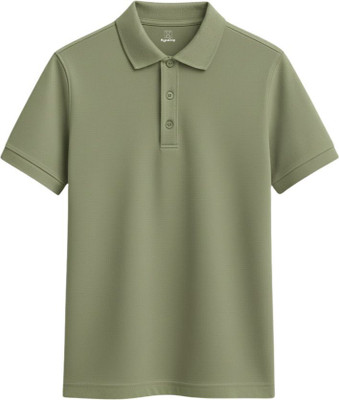 HypeDrip Solid Men Polo Neck Green T-Shirt