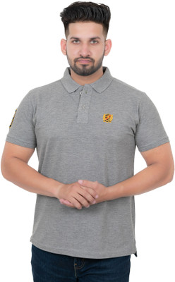 RISHVI SPORTS Solid Men Polo Neck Grey T-Shirt