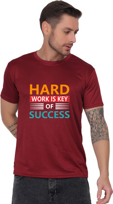AZAADGARMENT Graphic Print Men Round Neck Maroon T-Shirt