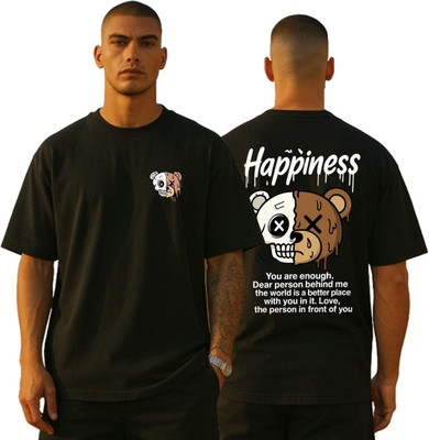 COPEHHI Graphic Print Men Round Neck Black T-Shirt