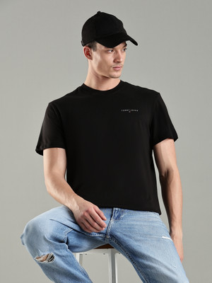 TOMMY HILFIGER Solid Men Crew Neck Black T-Shirt