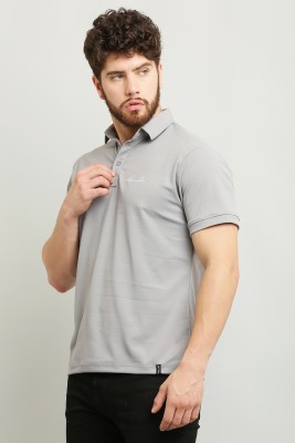 ALMUDA Solid Men Polo Neck Grey T-Shirt