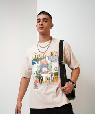 HIGHLANDER Printed Men Round Neck White T-Shirt
