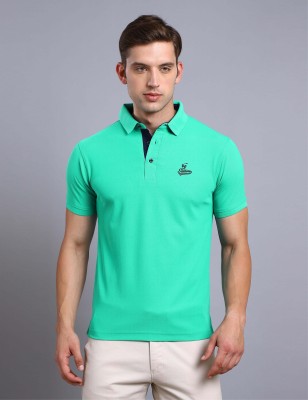 Stellers Solid Men Polo Neck Light Green T-Shirt