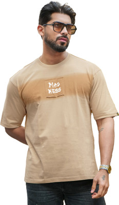 MANIAC Printed Men Round Neck Beige T-Shirt