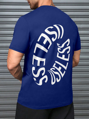 Triptee Printed Men Round Neck Dark Blue T-Shirt