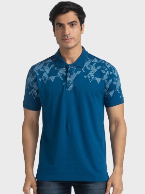 COLORPLUS Printed Men Polo Neck Blue T-Shirt