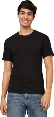 SensorC Solid Men Round Neck Black T-Shirt
