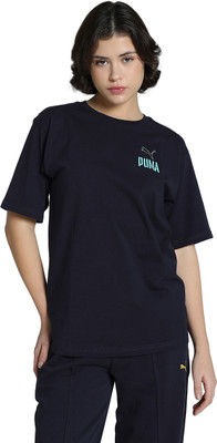 PUMA Printed Women Crew Neck Blue T-Shirt