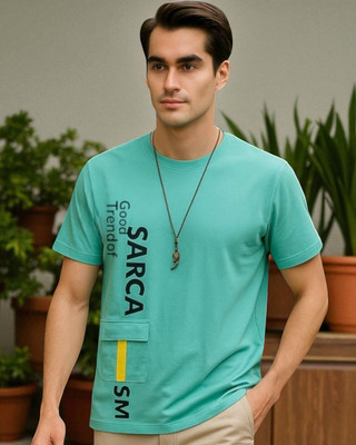 Teezler Printed Men Round Neck Green T-Shirt