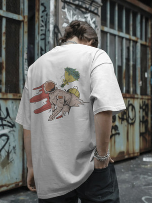 PS ENTERPRISES Graphic Print Men Round Neck White T-Shirt