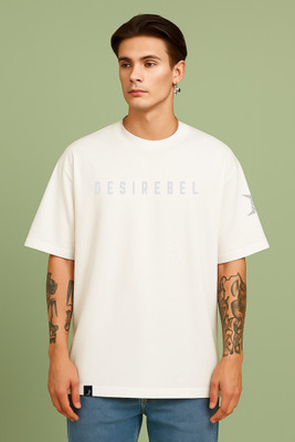 DESIREBEL Solid Men Round Neck White T-Shirt