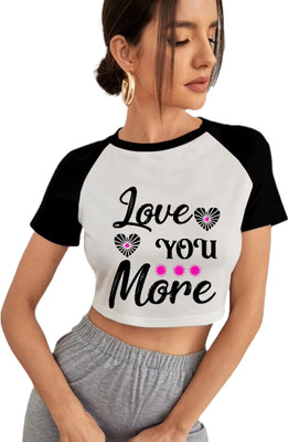 Neel fashio Printed Women Round Neck Black, Grey T-Shirt
