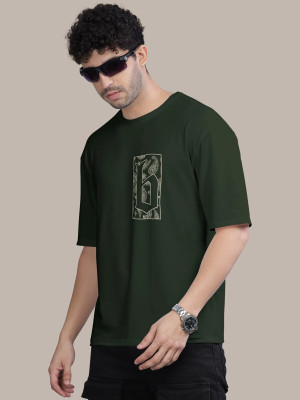 Bullmer Printed, Typography Men Round Neck Dark Green T-Shirt