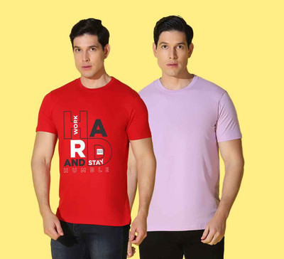 WOOSTRO Typography, Solid Men Round Neck Multicolor T-Shirt