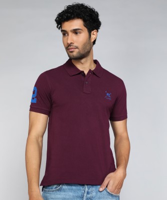 U.S. POLO ASSN. Solid Men Polo Neck Purple T-Shirt