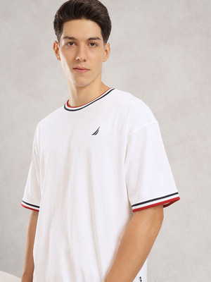 NAUTICA Solid Men Round Neck White T-Shirt