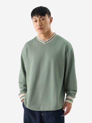 The Souled Store Solid Men Round Neck Green T-Shirt