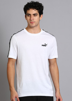 PUMA Solid Men Round Neck White T-Shirt