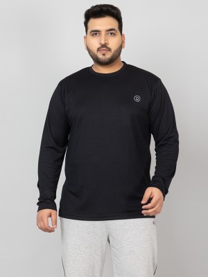 CHKOKKO Solid Men Round Neck Black T-Shirt