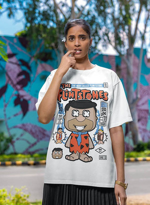 Hazuku Graphic Print Women Round Neck White T-Shirt