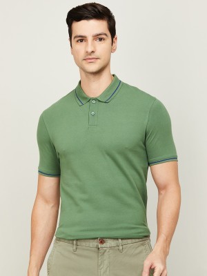 CODE by Lifestyle Solid Men Polo Neck Green T-Shirt