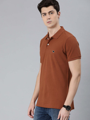 THE BEAR HOUSE Solid Men Polo Neck Brown T-Shirt