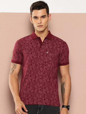 UNIBERRY Graphic Print, Solid Men Polo Neck Maroon T-Shirt