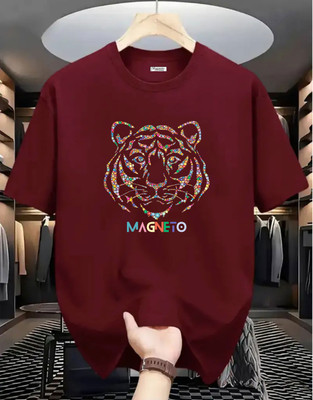 Magneto Graphic Print Men Round Neck Maroon T-Shirt
