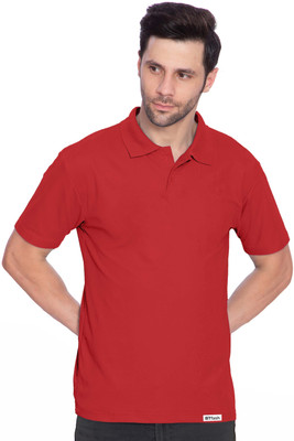 BTfash Solid Men Polo Neck Red T-Shirt