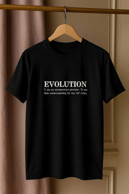 urban threads Typography Men Round Neck Black, White T-Shirt
