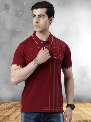 METRONAUT Printed Men Polo Neck Maroon T-Shirt