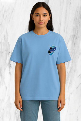 Buddy Collection Graphic Print Women Round Neck Blue T-Shirt