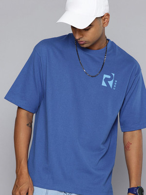R.Code by The Roadster Life Co. Printed Men Round Neck Blue T-Shirt