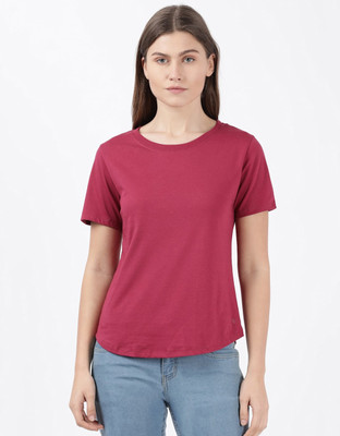 JOCKEY Solid Women Round Neck Red T-Shirt