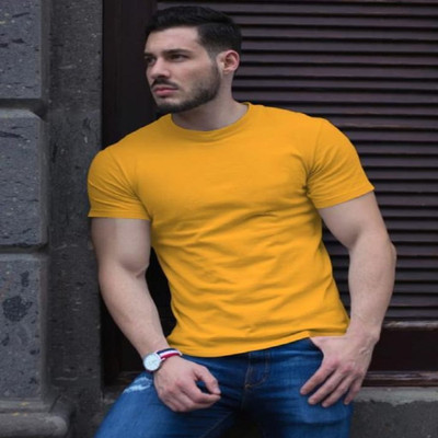 SAHAL FASHION Printed Men Round Neck Yellow T-Shirt