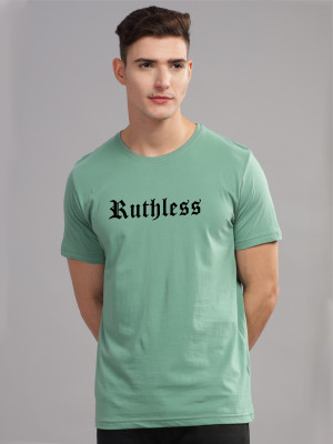 ADRO Printed Men Round Neck Light Green T-Shirt