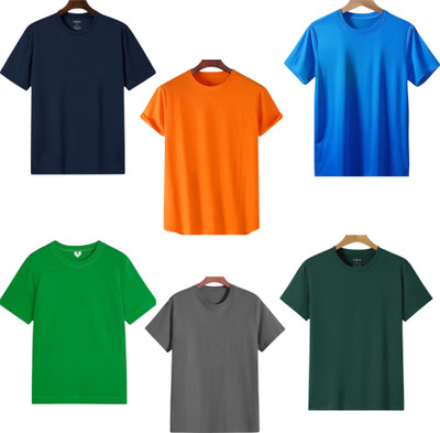 TTFE Solid Men Round Neck Multicolor T-Shirt