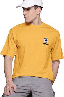 PATOIS Printed Men Round Neck Yellow T-Shirt