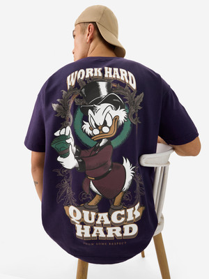 The Souled Store Printed Men Round Neck Purple T-Shirt