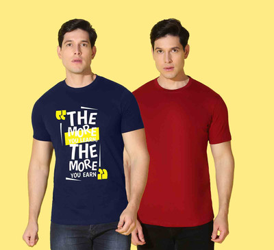 WOOSTRO Printed Men Round Neck Multicolor T-Shirt