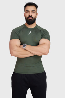 FuaarK Solid Men Round Neck Green T-Shirt
