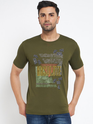 DUKE Printed, Typography Men Round Neck Dark Green T-Shirt