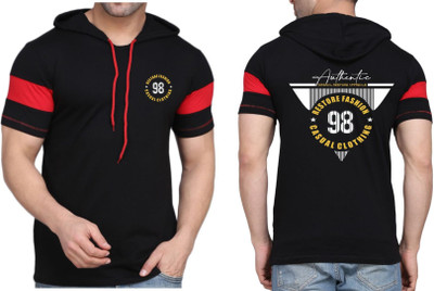 WOOSTRO Printed, Typography Men Round Neck Black T-Shirt
