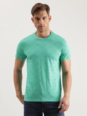 LEE Printed Men Round Neck Green T-Shirt