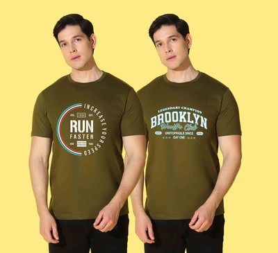 WOOSTRO Typography Men Round Neck Green T-Shirt