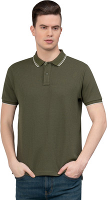 RED TAPE Solid Men Polo Neck Dark Blue T-Shirt