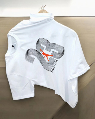 DRIPTHREAD Printed Men Round Neck White T-Shirt